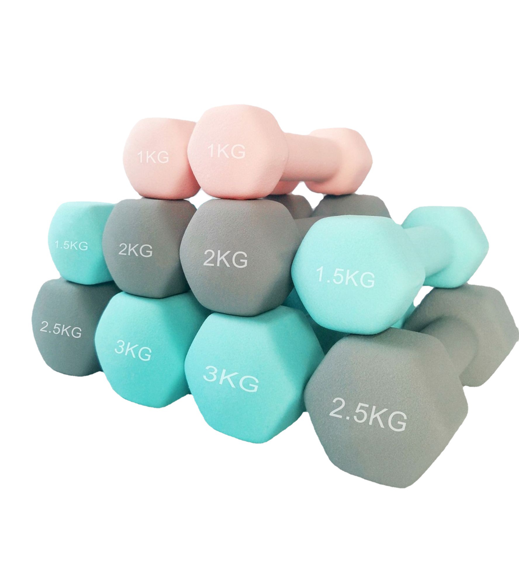 Hex Dumbbell Set - Women Hex Iron Coated Vinyl Dumbbells