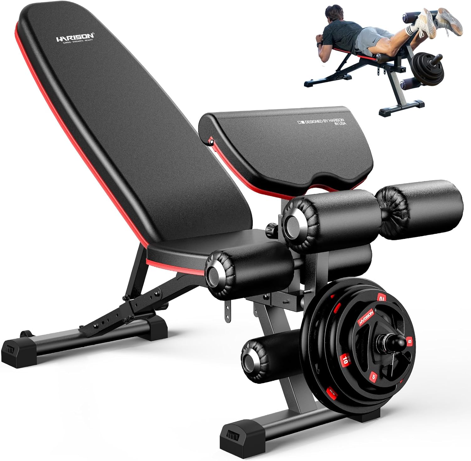 Home Gym Leg Extension - Adjustable Weight Bench with Leg Extension