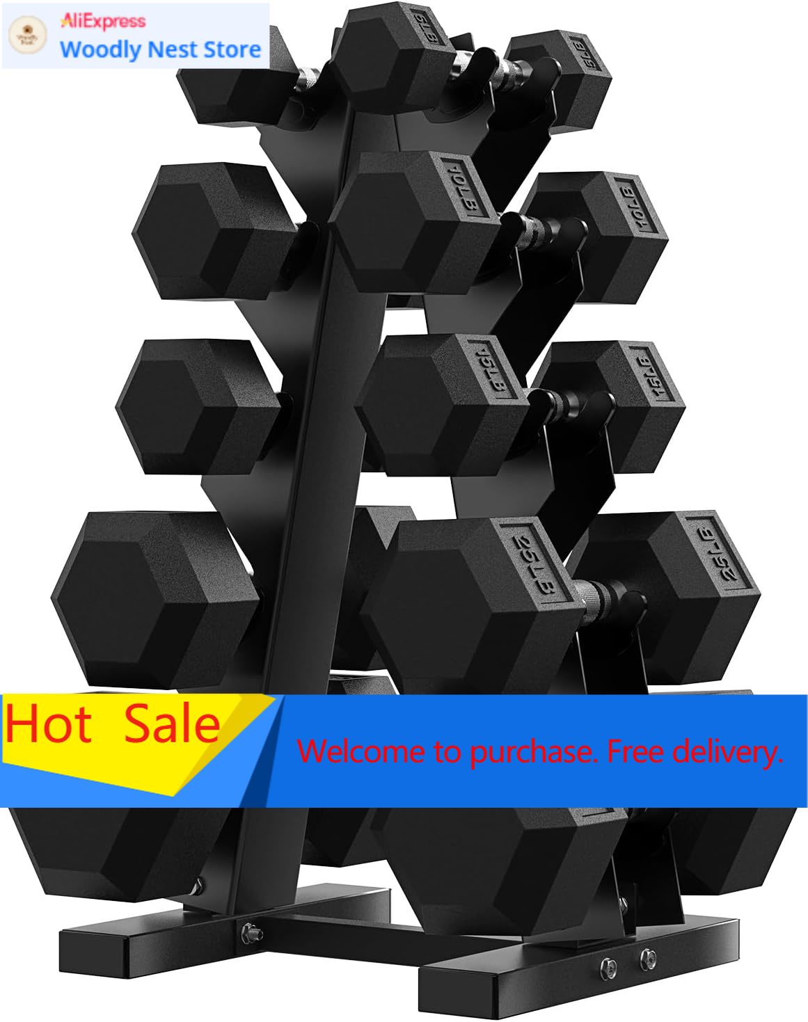 Hex Dumbbell Set - Hex Dumbbell Sets with Rack, 100-600lb