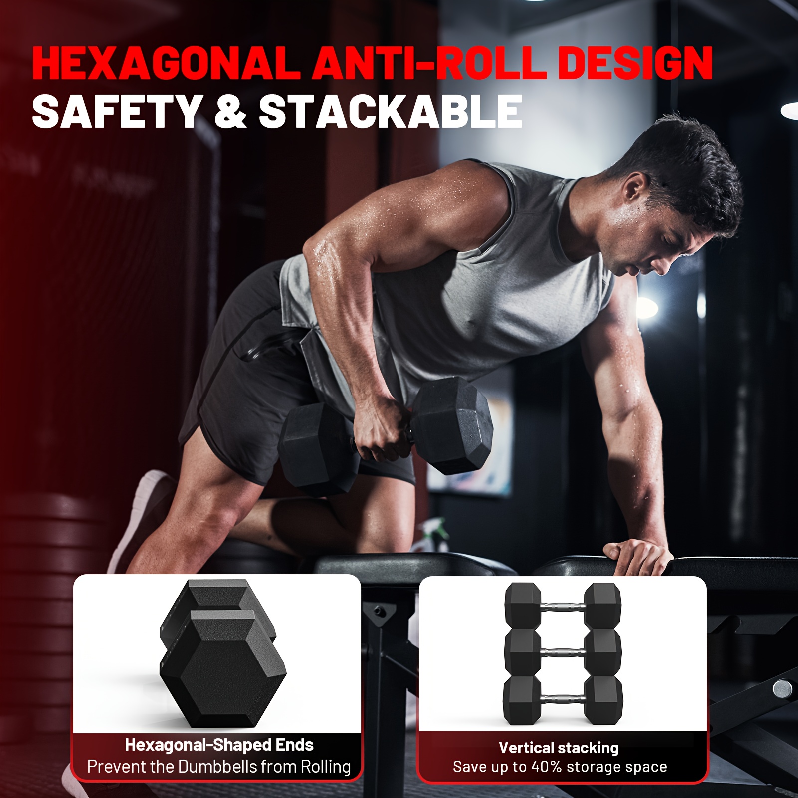 40-355LB HEX Dumbbell Set Rubb - Hex Dumbbell Set 评论和价格
