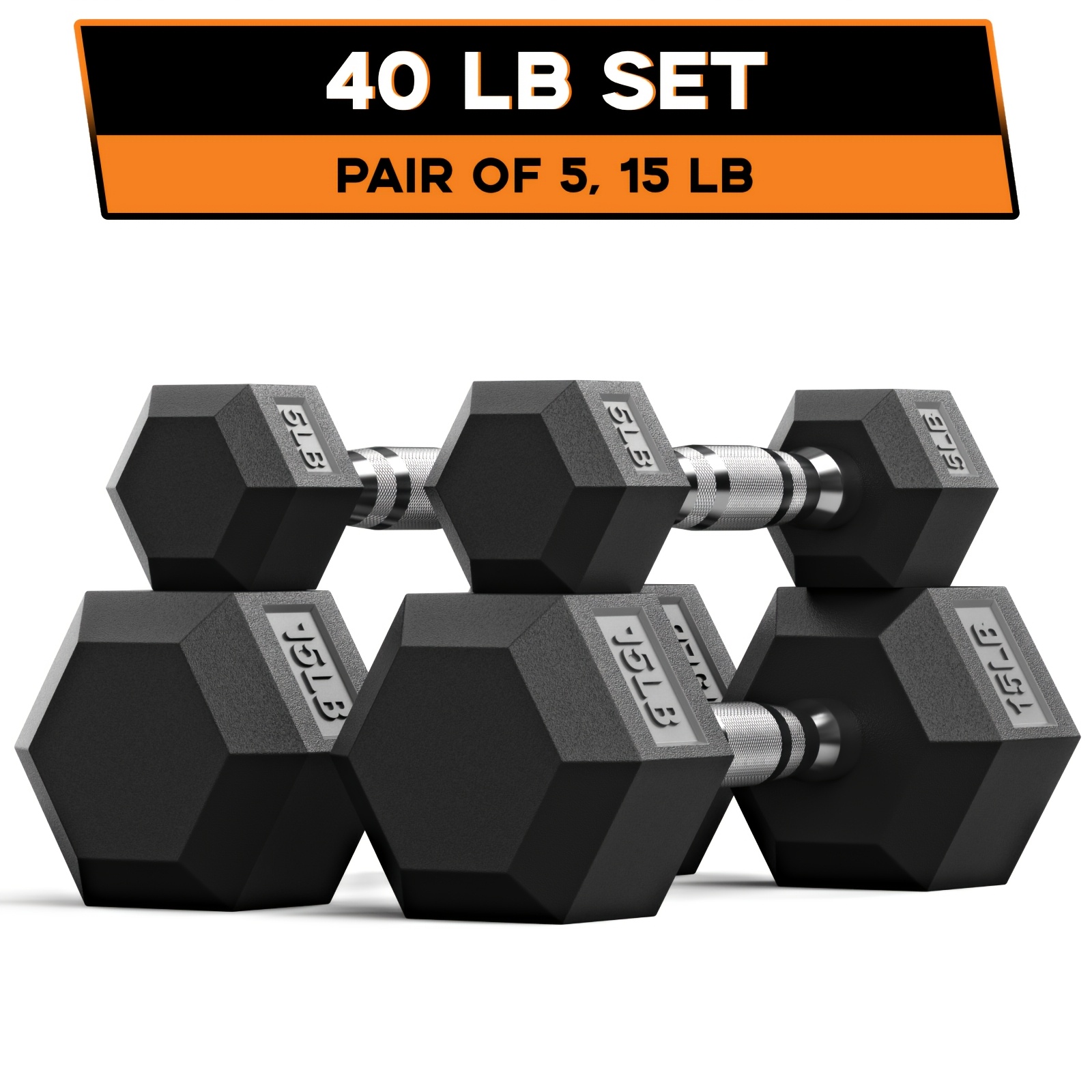 40-355LB HEX Dumbbell Set Rubb - Hex Dumbbell Set 评论和价格