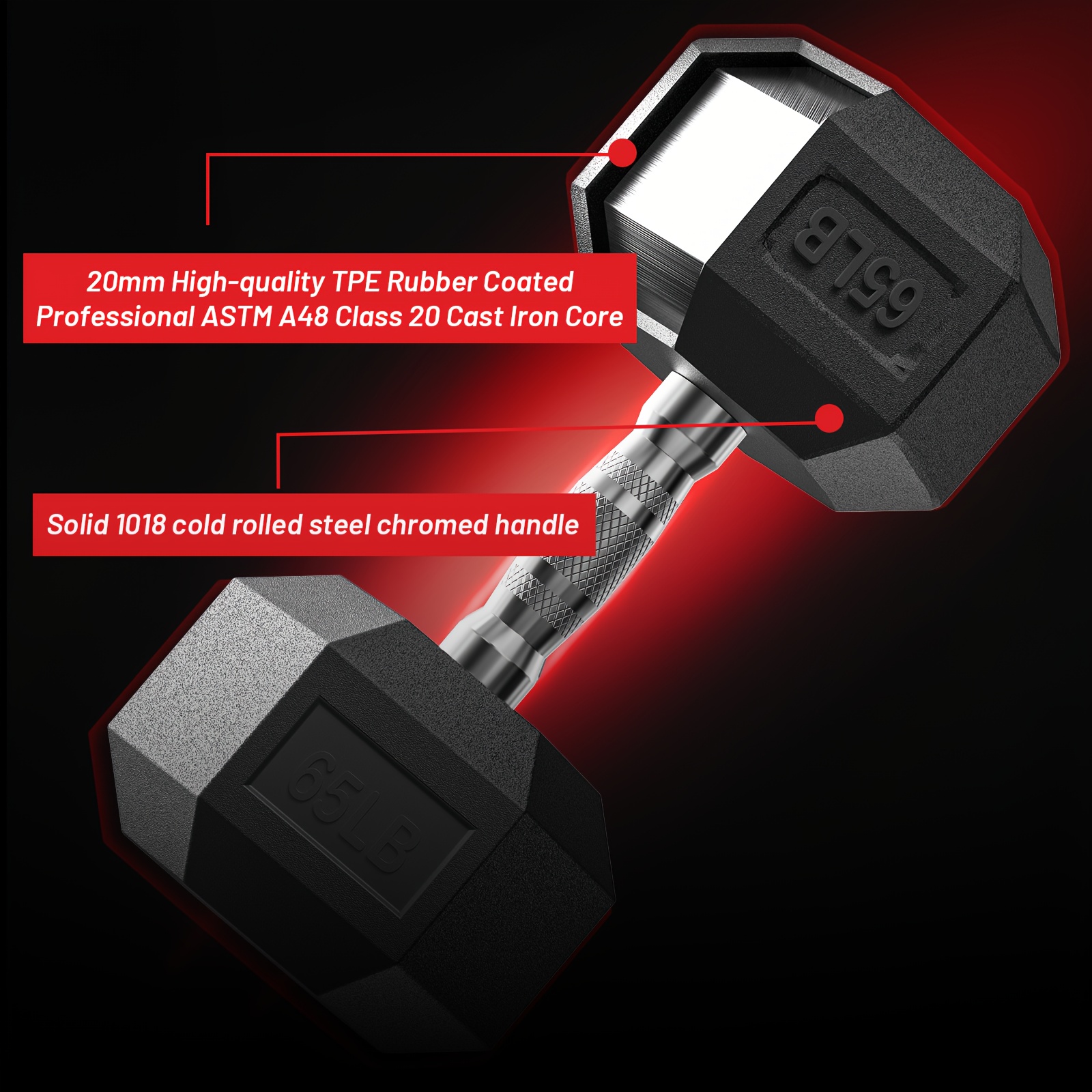 40-355LB HEX Dumbbell Set Rubb - Hex Dumbbell Set 评论和价格