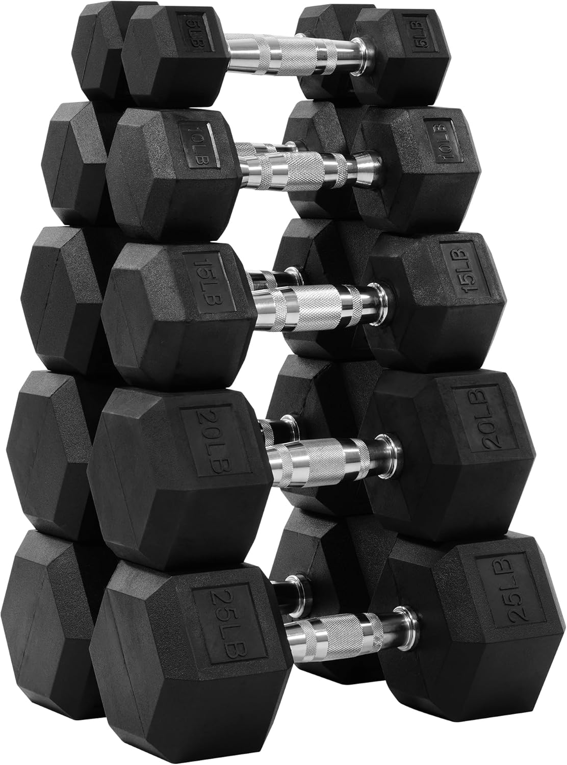 Rubber Hex Dumbbell Set with C - Hex Dumbbell Set 评论和价格