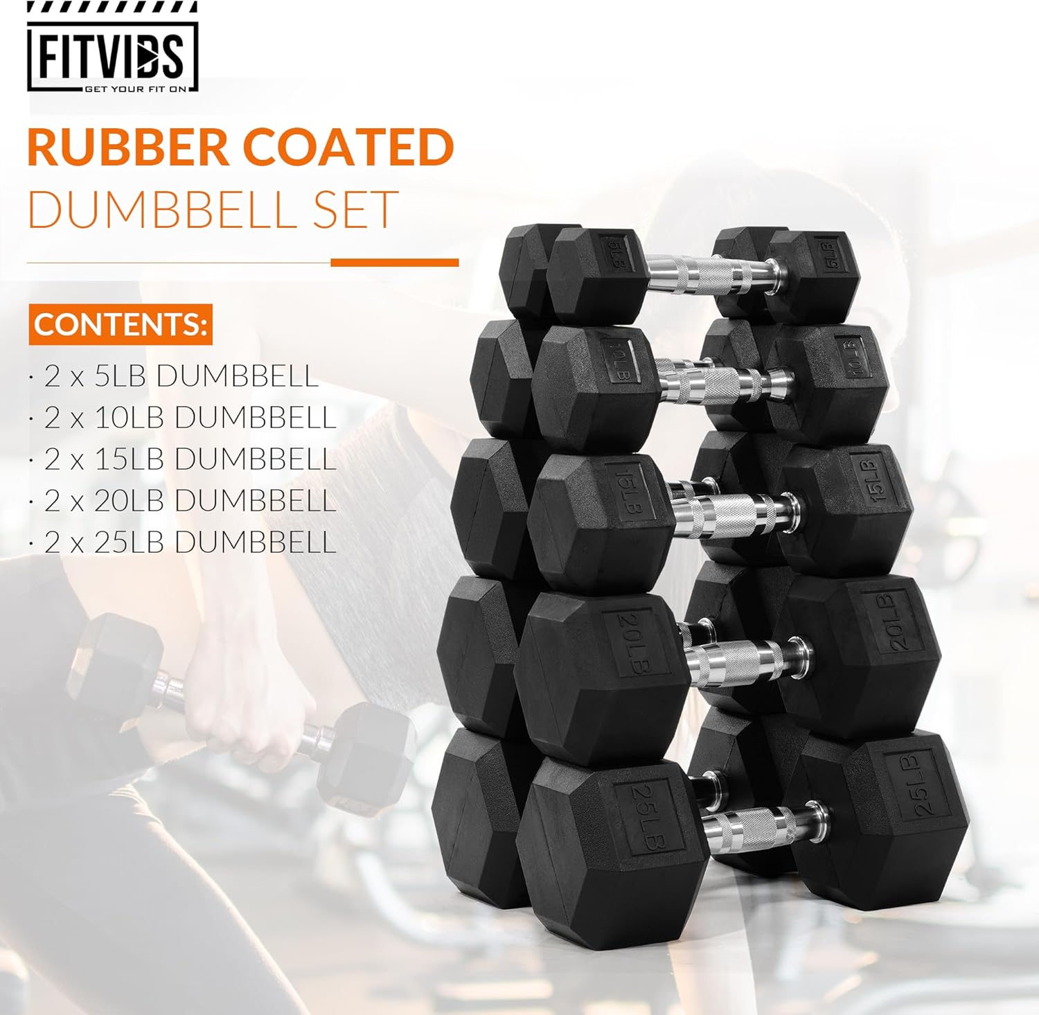 Rubber Hex Dumbbell Set with C - Hex Dumbbell Set 评论和价格