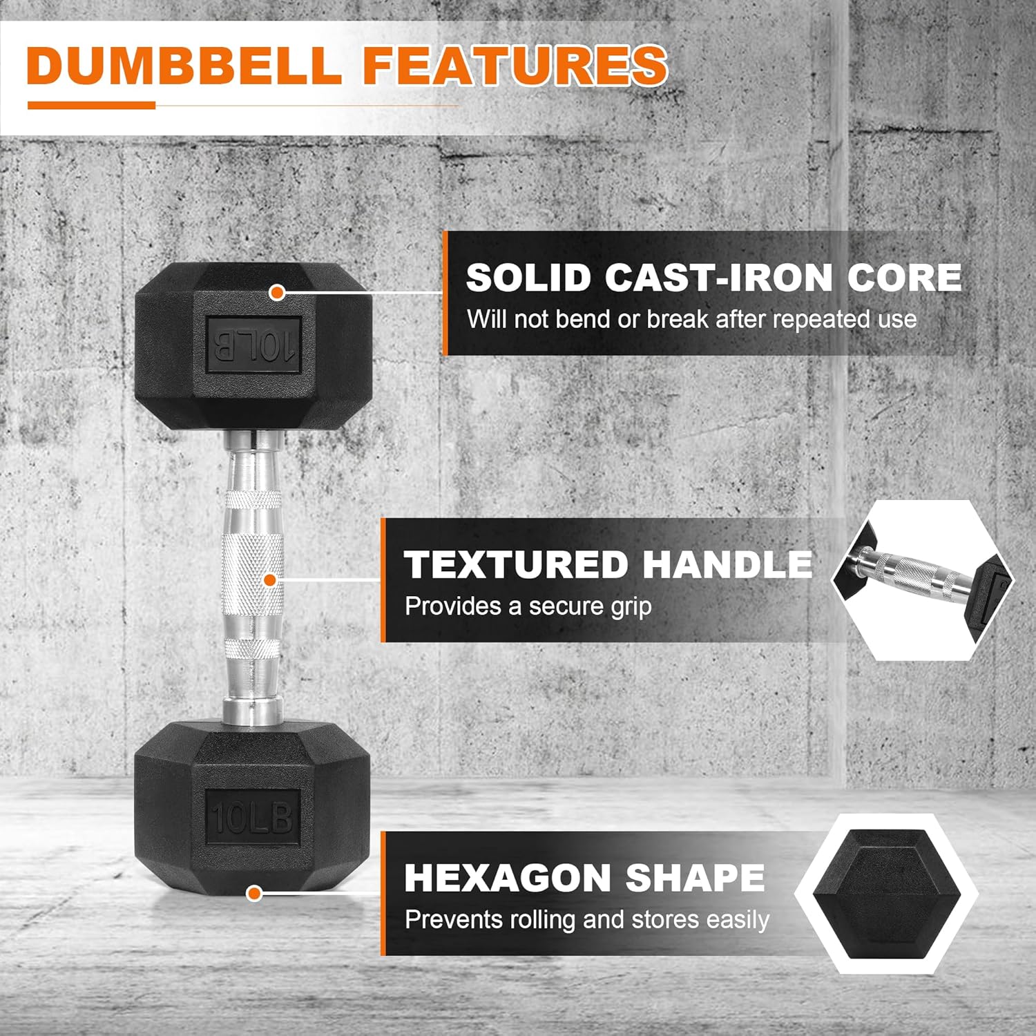 Rubber Hex Dumbbell Set with C - Hex Dumbbell Set 评论和价格
