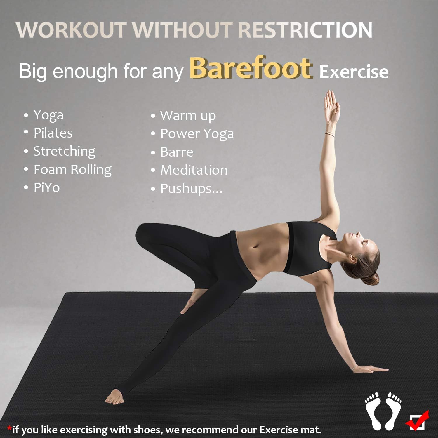 Large Yoga Mat 6'x4'/6'x6'/7'x - Home Gym Exercise 评论和价格