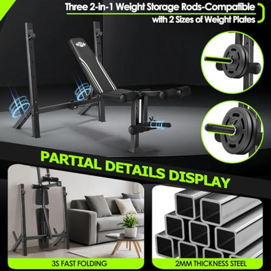 900LBS Weight Bench Set with S - Home Gym Leg Extension 评论和价格