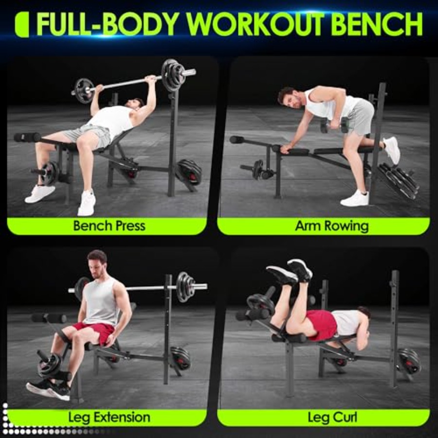 900LBS Weight Bench Set with S - Home Gym Leg Extension 评论和价格