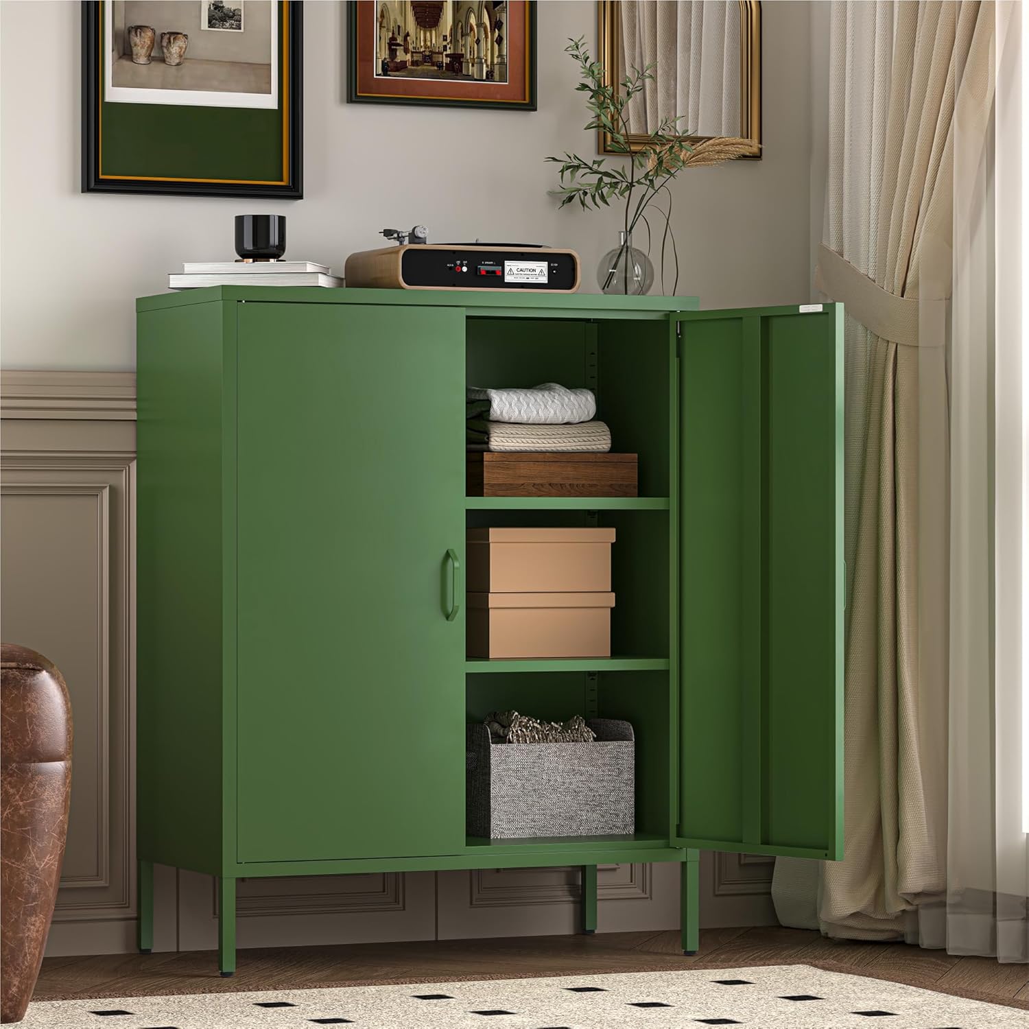 Metal Cabinet with 2 Doors and - Home Gym Minimalist 评论和价格