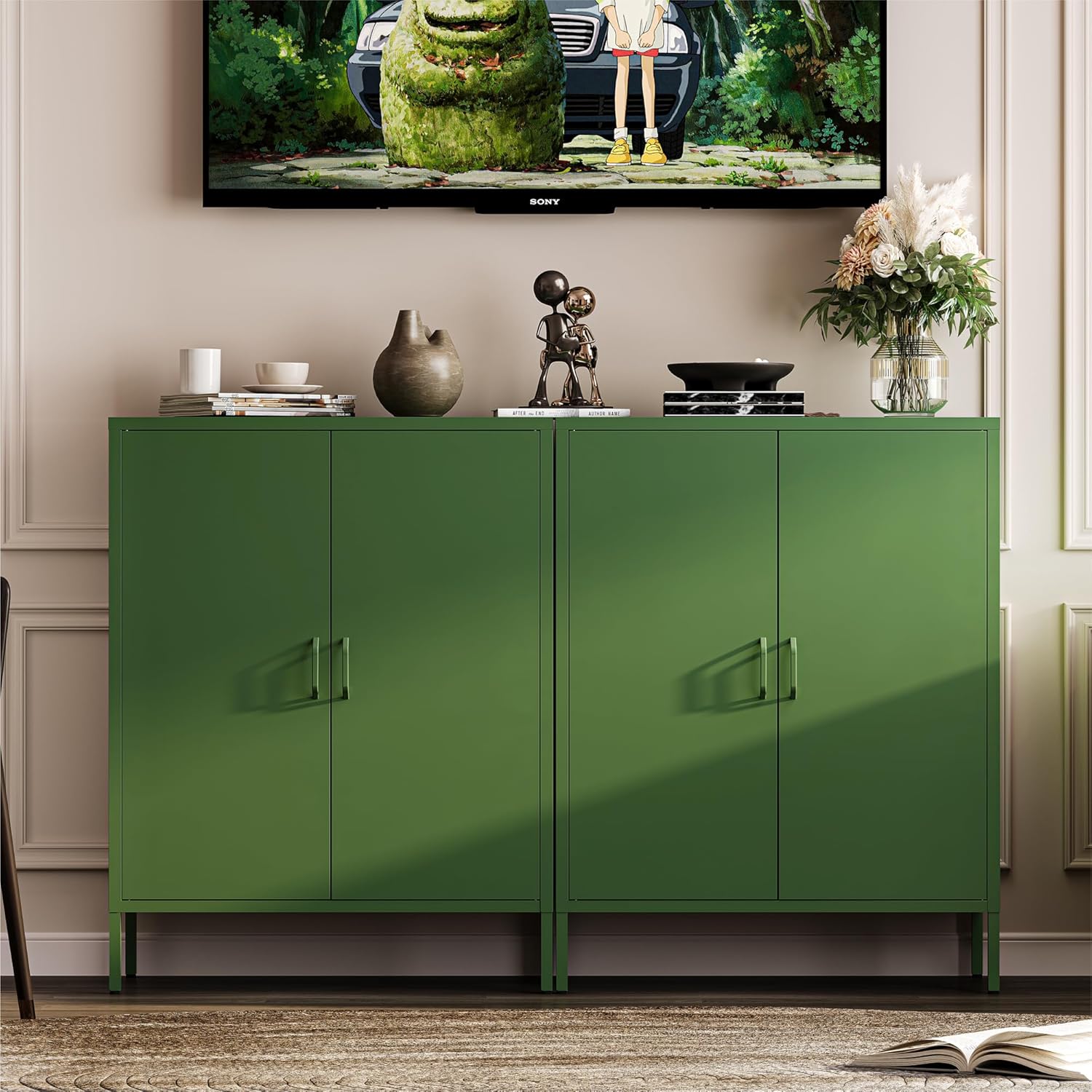 Metal Cabinet with 2 Doors and - Home Gym Minimalist 评论和价格