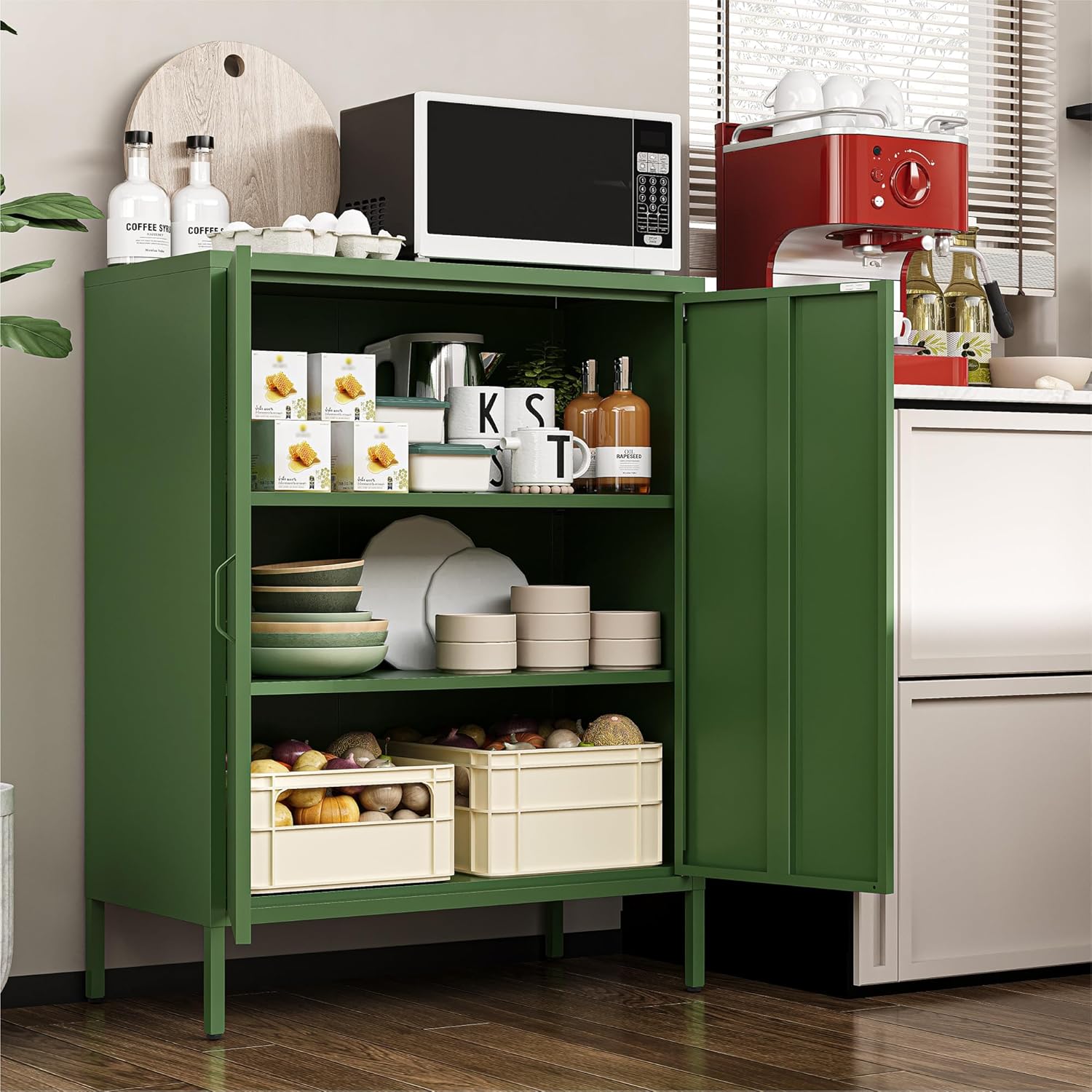 Metal Cabinet with 2 Doors and - Home Gym Minimalist 评论和价格