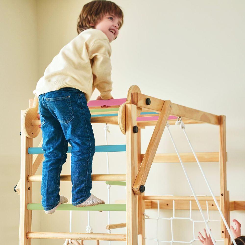 Grove 8in1 Indoor Jungle Gym w - Gymnastic Rings Wooden 评论和价格