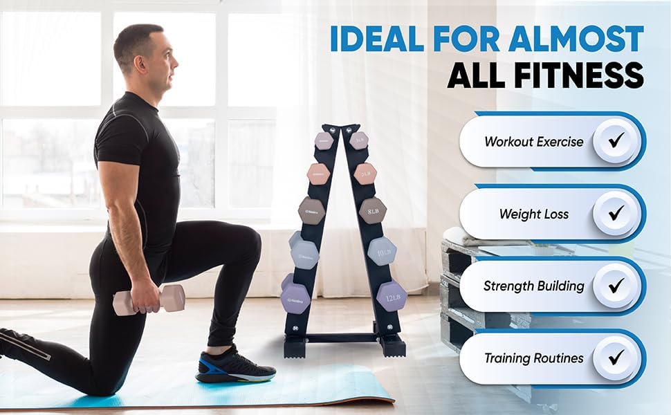 Dumbbell Set with Rack for Hom - Hex Dumbbell Set 评论和价格