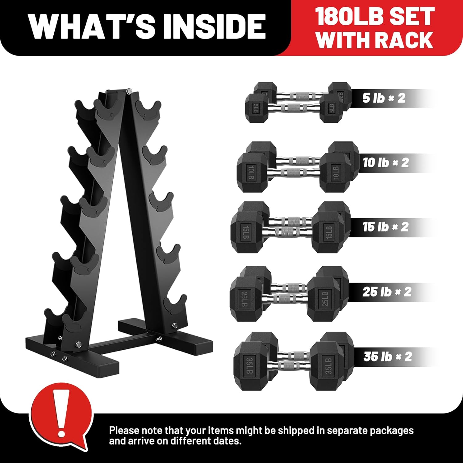 Hex Dumbbell Sets with Rack, 1 - Hex Dumbbell Set 评论和价格