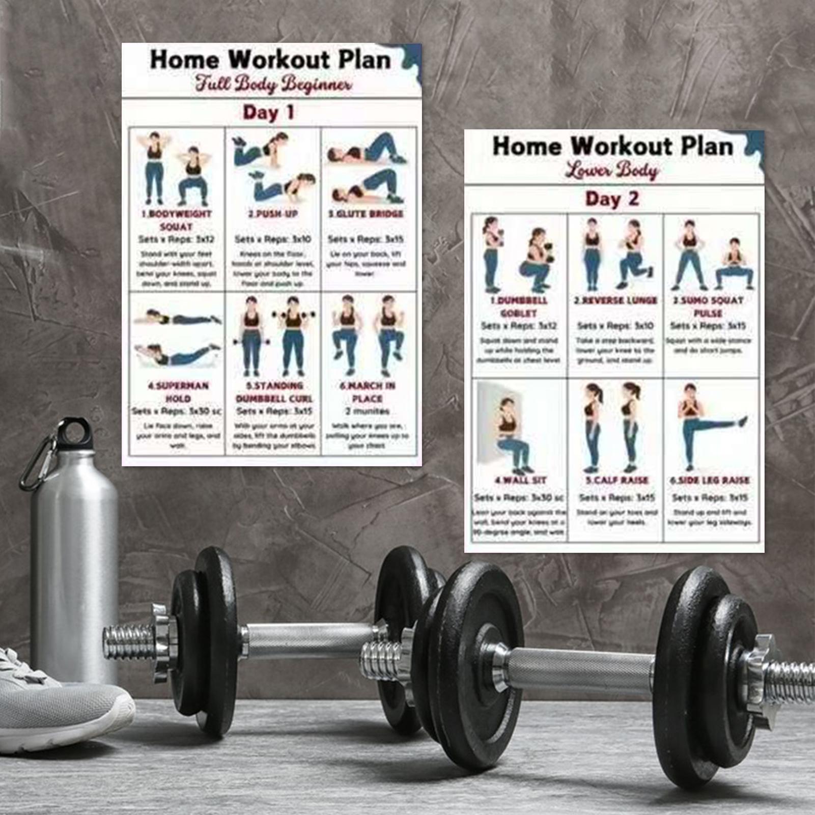Dumbbell Training Poster Set Y - Home Gym In Apartment 评论和价格