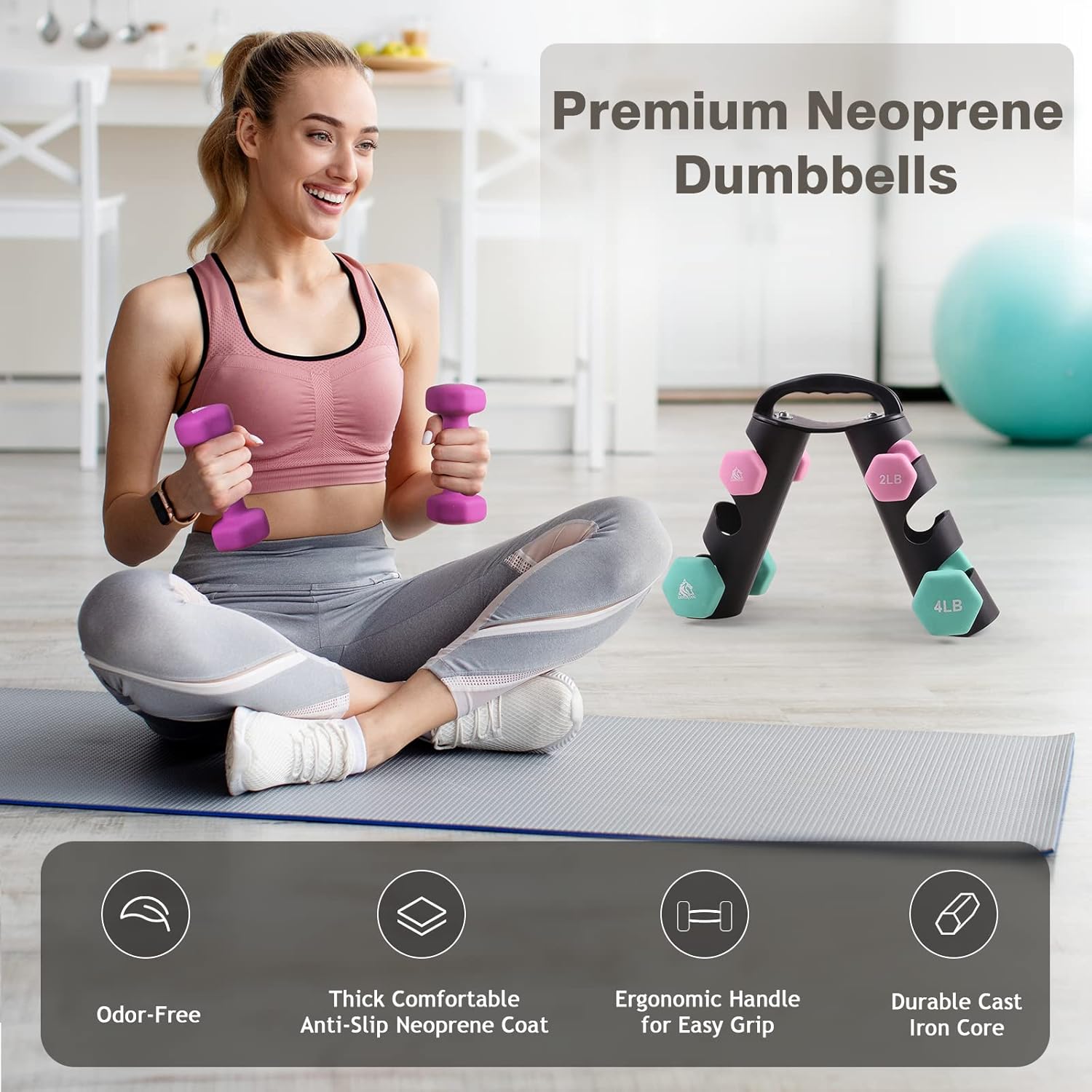Set of 2 Neoprene Coated Hex D - Hex Dumbbell Set 评论和价格